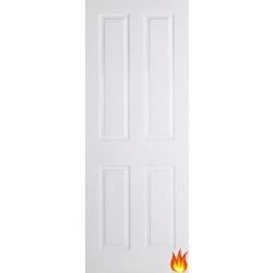 4 Panel White Primed Internal Fire Door (FD30) - Grained